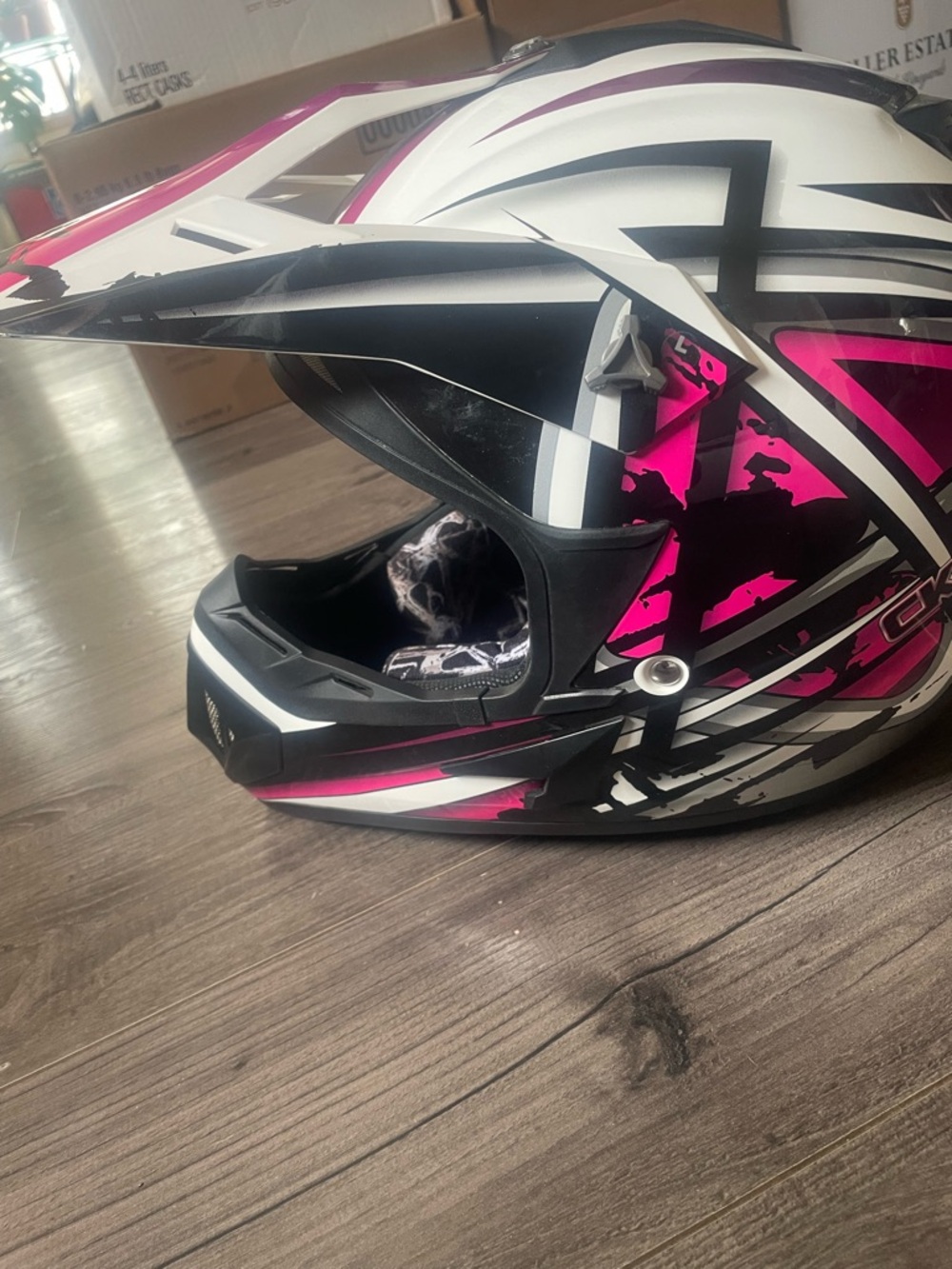 CKX Black, White & Pink Graphic DOT Helmet